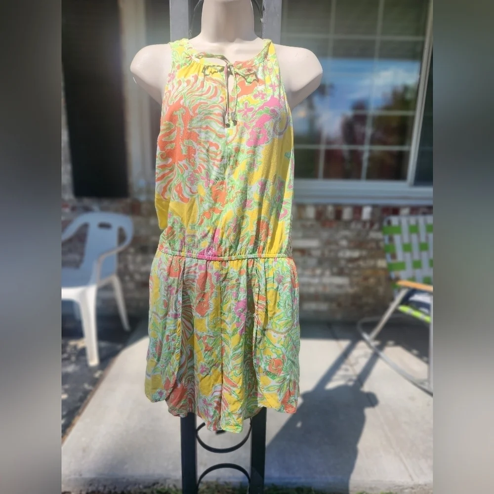 Lilly Pullitzer SUMMER ROMPER WITH POCKETS Size SMALL pink Orange White Green - Picture 2 of 11